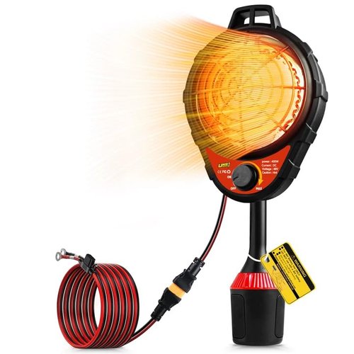 UNIGT 48V Golf Cart Heater Electric with Infinite Temperature Adjustment, 400W 2-Second Fast Heating Battery Operated Heaters Carbon Fiber for Club Car/Yamaha/EZGO, Golf Cart Accessories - Red