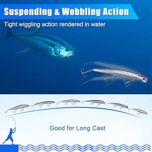 Silanon Saltwater Fishing Lures Kit – 6 Minnow/Plugs/Popper/Jerkbait