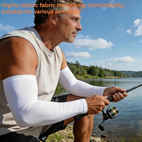 Cooling Arm Sleeves - UV Protection Compression Sleeves - White