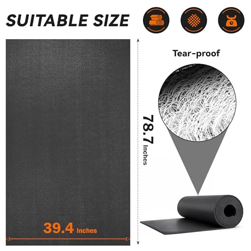 Treadmill Mat for Carpet & Hardwood Floors - Black, 79" x 39"