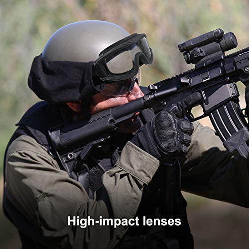 Tactical Airsoft Goggles - Anti Fog Military Eyewear with 3 Lenses - Black