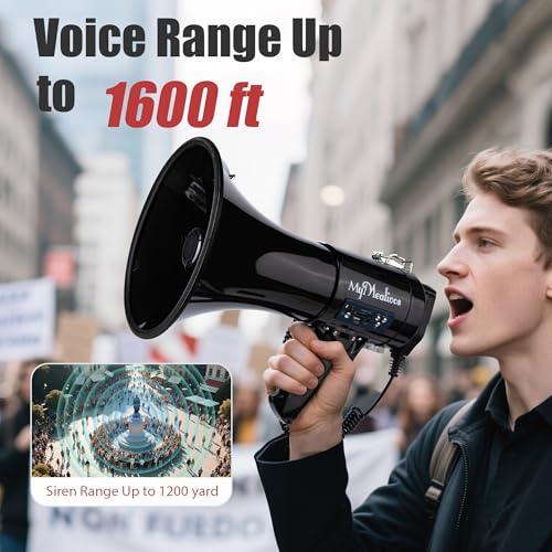 50W Bluetooth Megaphone with Rechargeable Battery - Black