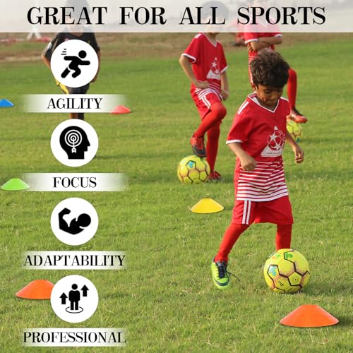 Soccer Cones Set - 15 Pack with Mesh Bag for Training Drills - Multicolor