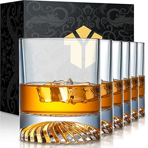 OPAYLY 12 oz Whiskey Glasses, Old Fashioned Glasses Set of 6 – Lead-Free Crystal Rocks Glasses