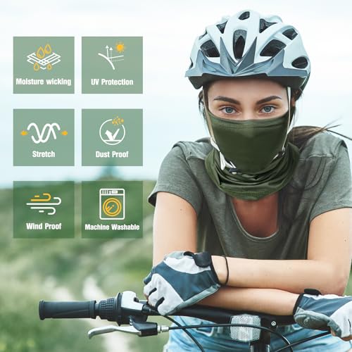 Neck Gaiter 6 Pack - Cooling UV Dust Mask - Black