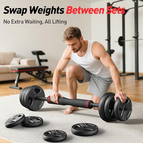 Adjustable 45LB Dumbbell Set - 5-in-1 Weight Training Equipment