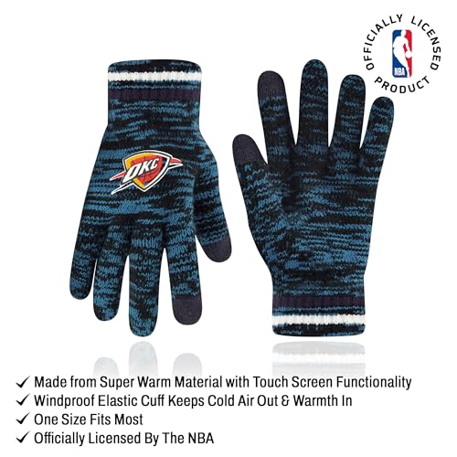 Oklahoma City Thunder NBA Knit Beanie & Touchscreen Gloves Set - One Size, Team Colors