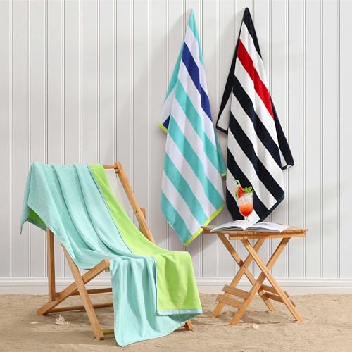 Tommy Bahama Beachside Navy/Red 2 Pack Cotton Velour Beach Towels 36x68