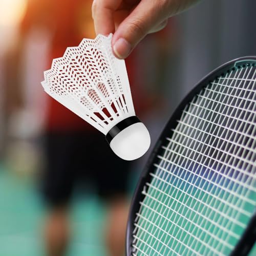 Badminton Shuttlecocks - 12 Pcs White Plastic Birdies for Training