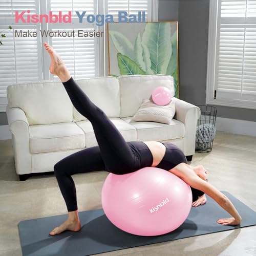 Extra Thick Exercise Ball - Anti-Burst Stability Ball, 23-26in, Misty Rose