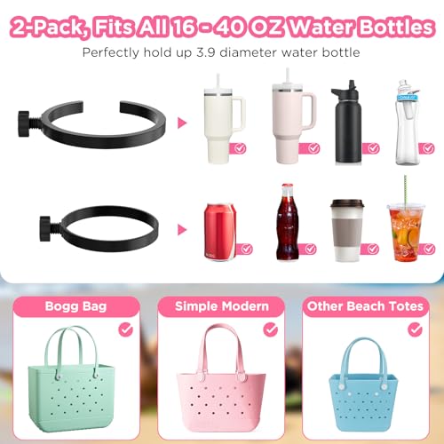 Cup Holder for Bogg Bag - 2 Pack, 40oz I-Shaped Hook - Black