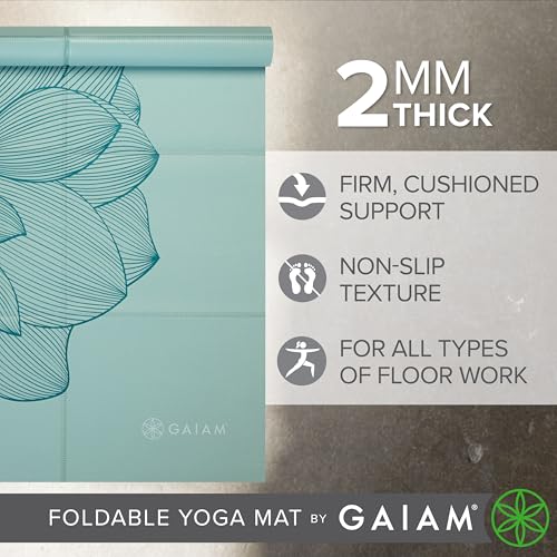 Foldable Yoga Mat - 2mm Thick Icy Paisley Design - 68" x 24"
