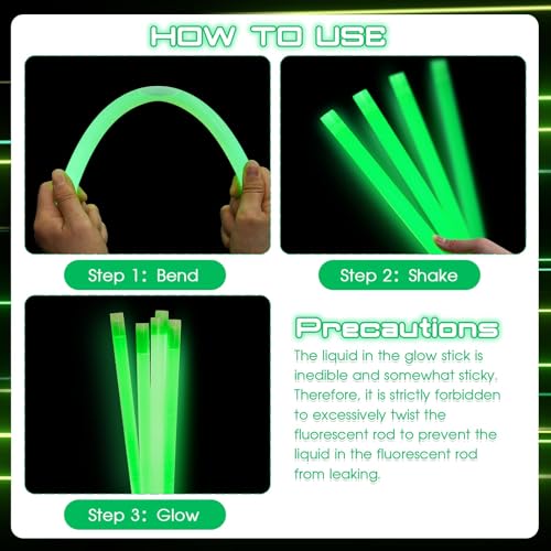 Green 14-Inch Jumbo Glow Sticks Pack of 5 for Parties & Outdoor Events