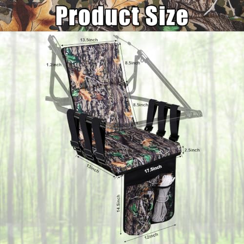 Niuyhe Tree Stand Seat Replacement with 3 Pockets – Foldable Camouflage Hunting Seat
