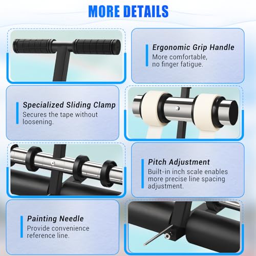 Adjustable Basketball Court Line Tape Applicator - Silver+Black