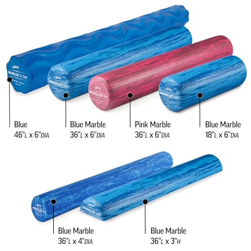 Soft Density Foam Roller 36" x 6" for Yoga & Pilates, Blue