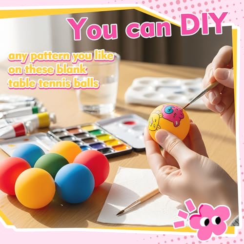 Rainbow Table Tennis Balls - Set of 6 Blank Balls for DIY