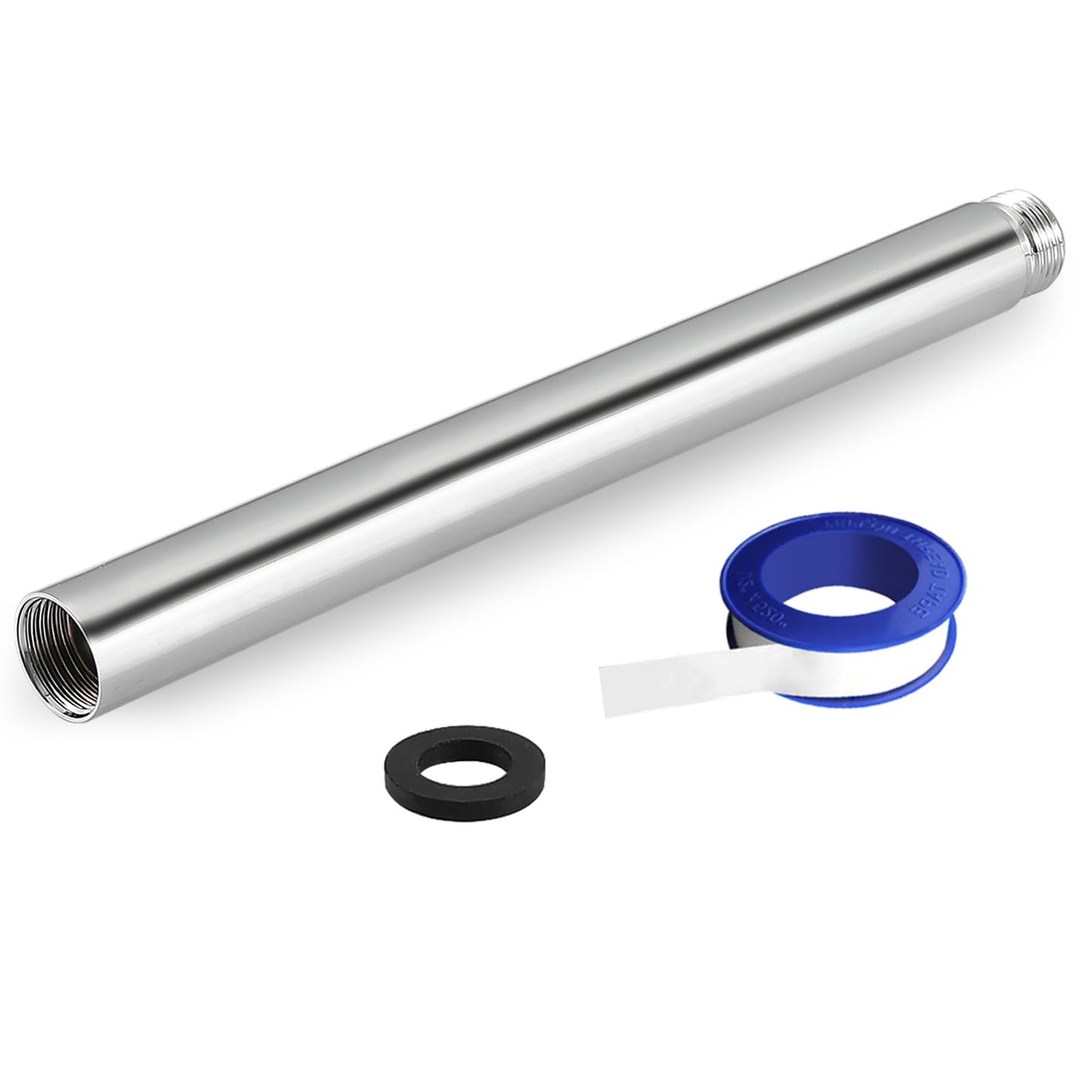Nuodan Shower Extension Arm, Solid Stainless Steel Shower Pipe Extension with Teflon Tape and Washer, For Lowering or Extending Showerhead (10 Inch, Chrome)