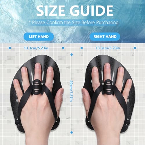 Swimming Hand Paddles for Adults & Juniors - Black, Strength Training