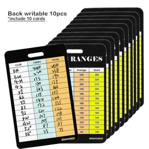 Golf Club Distance Range Cards with Holder - Back Writable