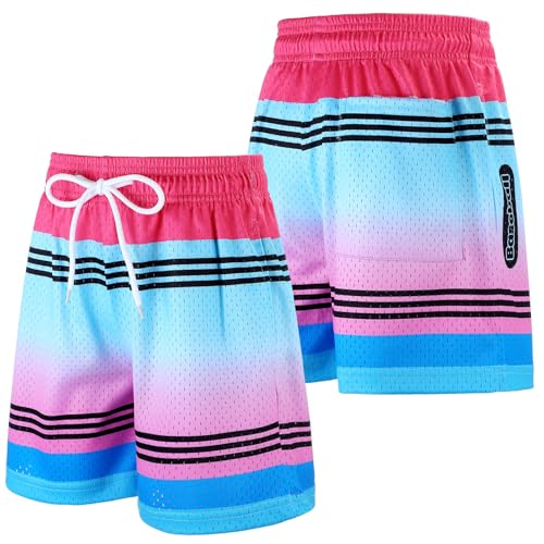 Funnysoft Baseball Mesh Shorts for Boys Small Multicolor - Crayon Mesh Shorts with Side Pocket