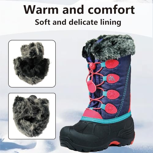 ICEFACE Red Snow Boots for Kids - Waterproof, Slip-Resistant, Insulated Fleece Lining