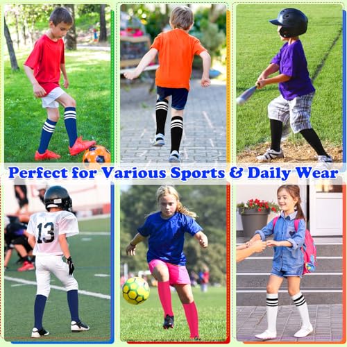 Toddler Soccer Socks - 4 Pairs Youth Football & Baseball Socks, 3-6 Years - Navy