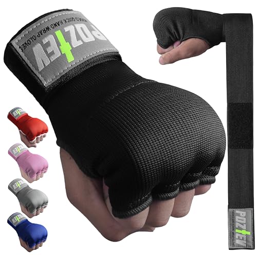 Boxing Hand Wraps with Knuckle Protection - Black, Small-Medium