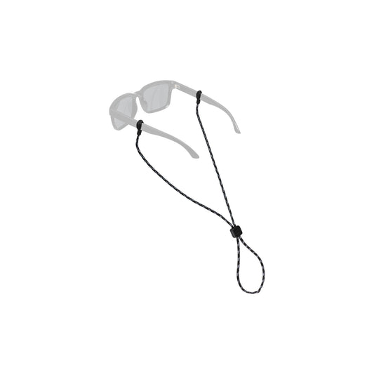 Chums Slip Fit Rope Glasses Retainer - Unisex Adjustable Eyewear Holder Sunglasses Strap (Black/Silver)