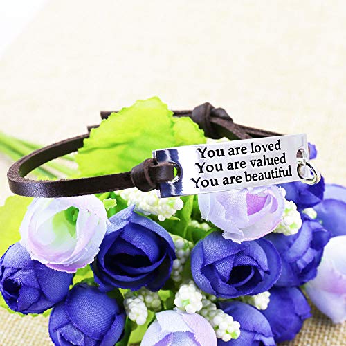 Inspirational Adjustable Leather Bracelet - You Are Loved
