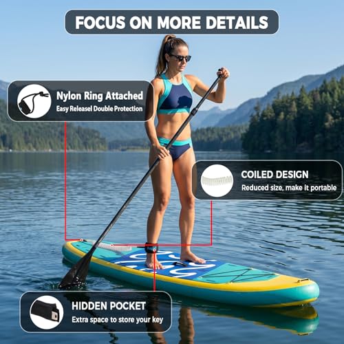 Premium Coiled SUP Leash for Paddleboards - Transparent White