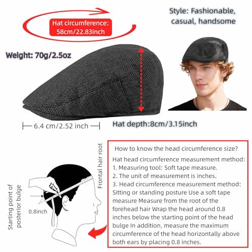 Men's Herringbone Wool Blend Newsboy Cap - Charcoal