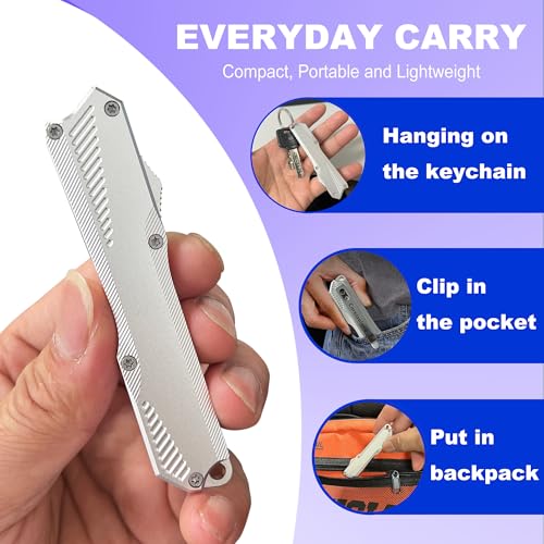 Caressolove EDC Small Retractable Scalpel Knife – Silver, 3.85in, 5x #60 Blades