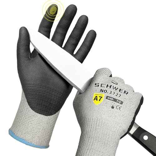 3 Pairs High Level Cut Resistant Work Gloves for High Risk Work, ANSI A7 Cutting Gloves with Reinforced Thumb, Used for WoodWorking, Construction, Non Slip, Durable, Breathable & Cool, S, PR3727