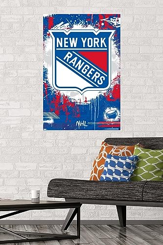 NHL New York Rangers Wall Poster - Maximalist Logo, 22.4 x 34 Inches, Unframed Decor