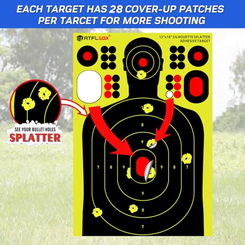 Atflbox 10 Pack 12x18 Inch Fluorescent Yellow Shooting Targets Adhesive Stickers