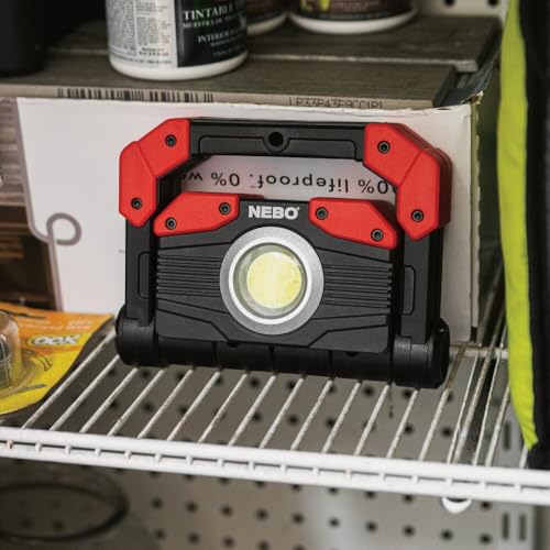 NEBO OMNI 2K Rechargeable Work Light - 2000 Lumens COB, 6 Modes, Magnetic Handles, Built-In Power Bank, Water Resistant, Portable Camping Lantern