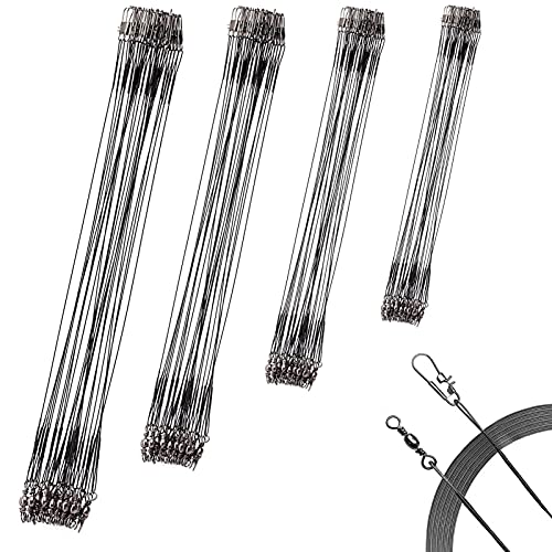 Premium Fishing Leaders - 40Pcs Stainless Steel Wire, 6/8/10/12 Inches - Black