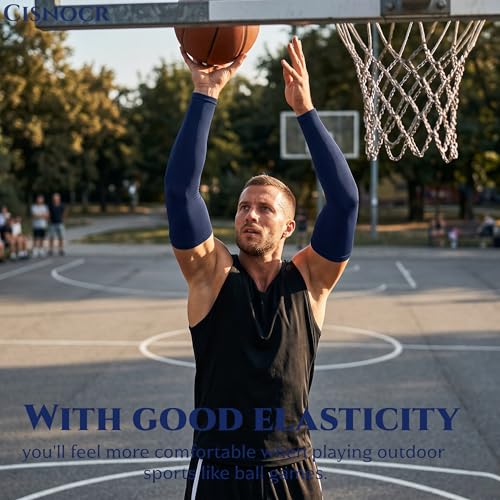 Large Cooling Compression Arm Sleeves for Men & Women - All Black