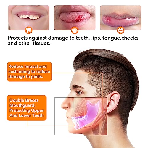 Mouth Guard for Sports - Soft, No Boil - 2Pcs Orange/Strapless