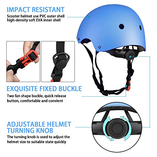 Kids Bike Helmet and Protective Gear Set - Blue, Size S (3-10 Years)