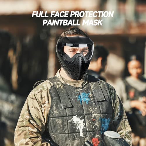 Xaegistac Clear Lens Paintball & Airsoft Mask with Sun Visor, Wide Field of View