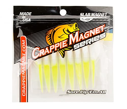 Crappie Magnet Slab Grub Body - White Chartreuse - 8 Pack