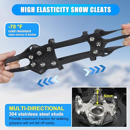 Ice Cleats for Shoes and Boots - Non-Slip Traction Crampons, Large