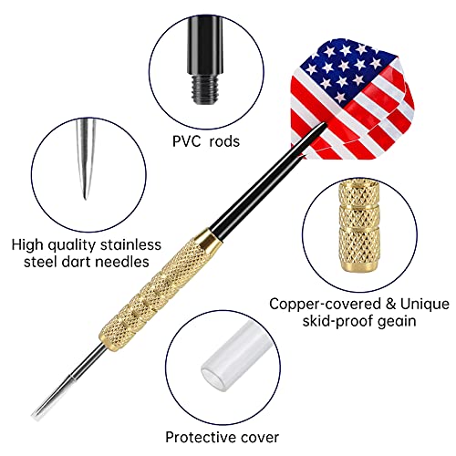 12-Piece Professional Steel Tip Darts Set - 18g Metal Darts with Extra Shafts & Flights