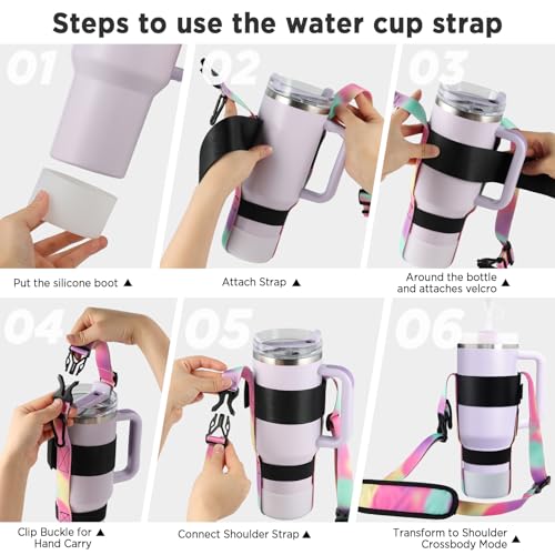 Water Bottle Holder Strap Sling - Rainbow for 30/40oz Stanley Tumbler