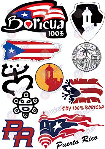 Puerto Rico Sticker Decal Set - Waterproof Vinyl - 10pcs