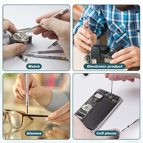 8 Pieces Professional Watch Screwdriver Set Micro Precision Screwdriver Set 0.6-1.6 mm Watch Repair Screwdriver Set with 2 Tweezers for Watch Eyeglasses Repair Jewelry Work Electronics Repair