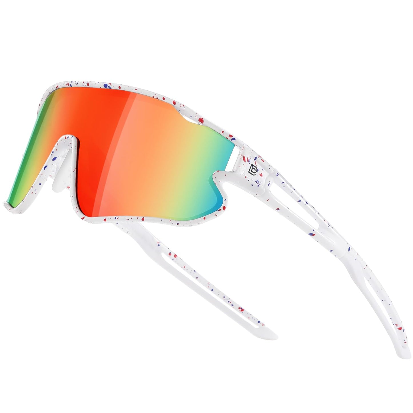 DUCO Kids Sunglasses Youth Baseball Sun Glasses Lightweight TR90 Frame UV400 Sports Cycling Shades for Boys Girls DK268 (White Frame Red Blue Revo Orange Lens)