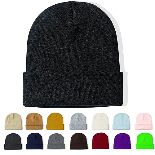 Slouchy Beanie Hat for Men and Women - Soft Warm Knitted - Black